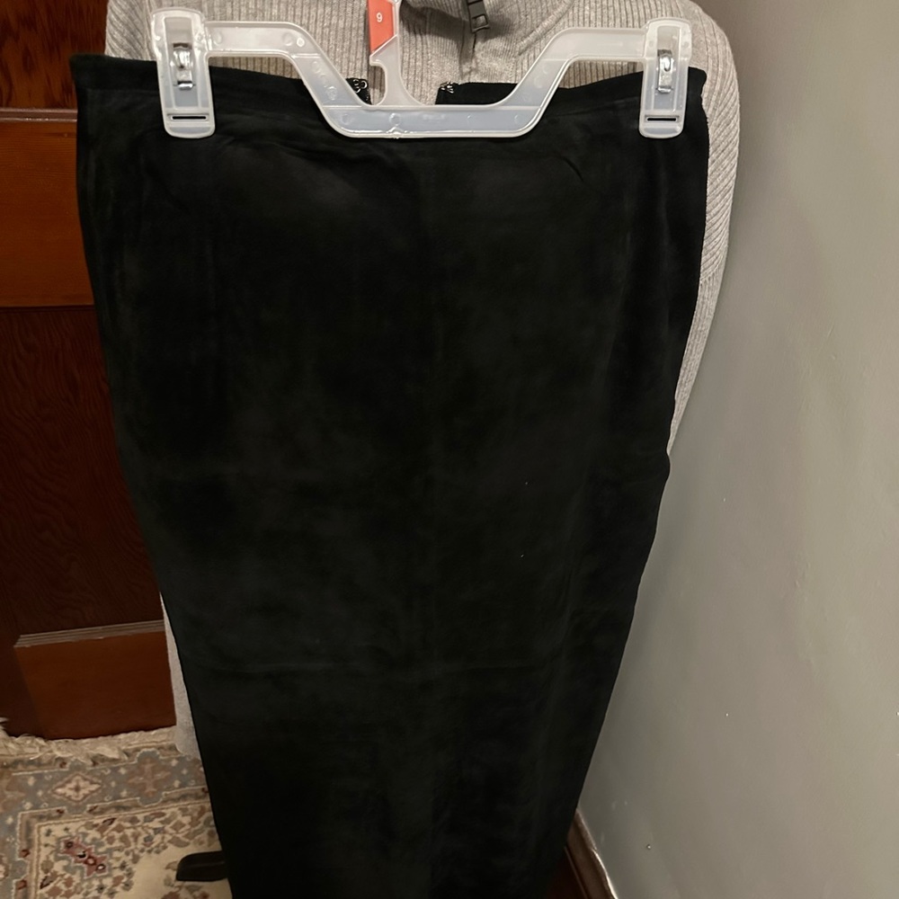 Long Black Leather Suede Skirt/ size 6